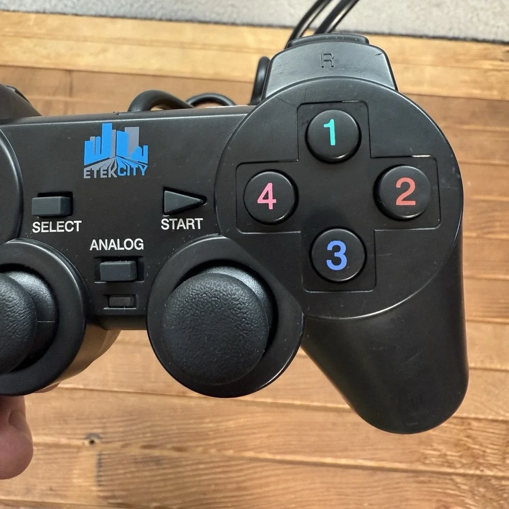 Etekcity Play Station 2 Controller Black Wired Retro Video Game PS2‎ Replacement